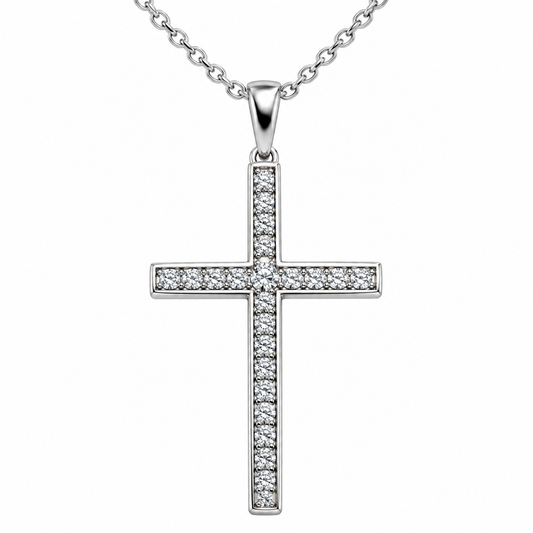 Cruz en oro de 14K con diamantes naturales | 632117344LQ