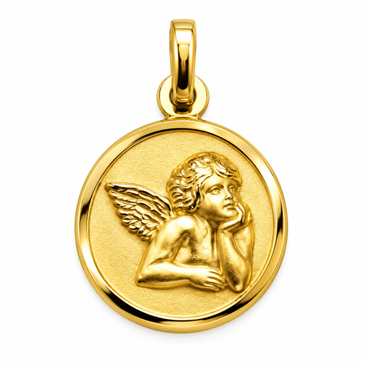 6330002LQ Medalla en oro amarillo de 14 Kilates con Ángel.