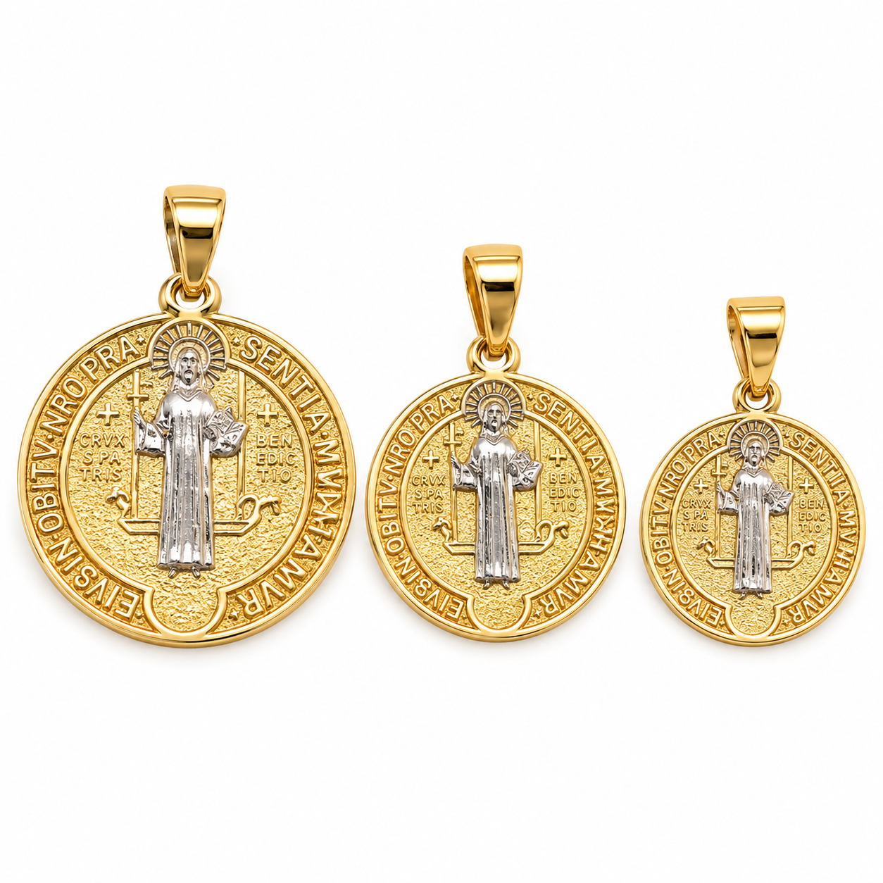 6330016LQ Medalla en oro amarillo de 10 Kilates con imagen de San Benito.