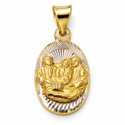 6330018LQ Medalla en oro amarillo de 10 Kilates con imagen de bautizo
