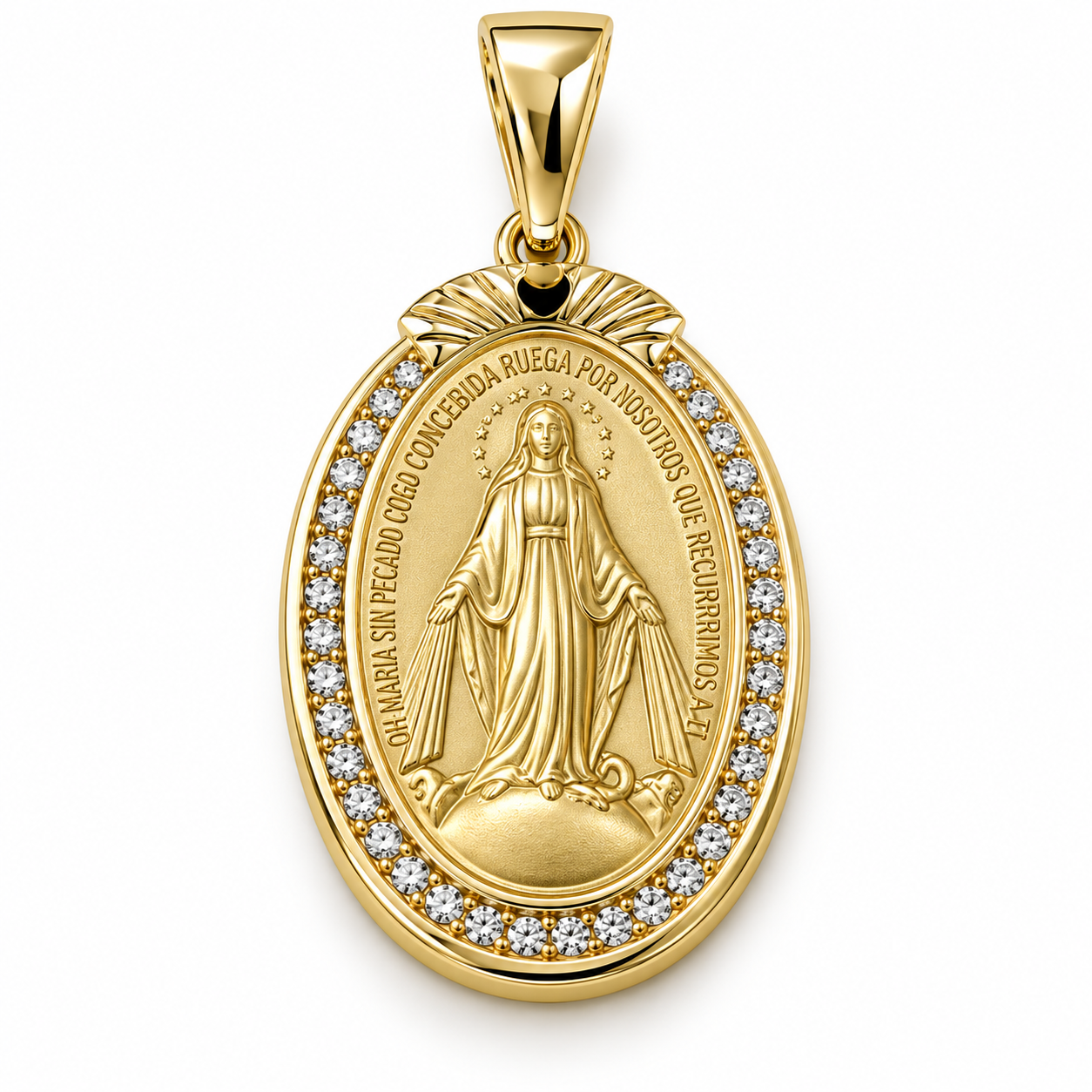 6330020LQ Medalla en oro amarillo de 10 ó 14 Kilates con imagen de la Virgen Milagrosa
