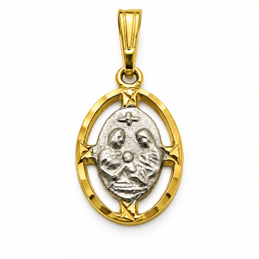 Medalla de bautizo en oro combinado de 14K | 6340033LQ