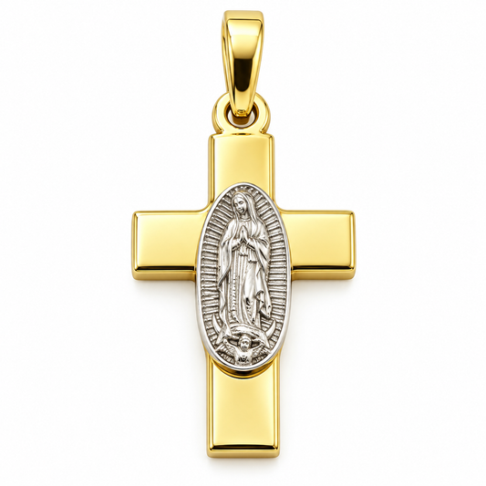 Cruz con Virgen de Guadalupe en oro de 14K | 6340034LQ