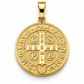 6340079LQ Medalla de San Benito en oro amarillo con detalles en blanco de 14 Kilates