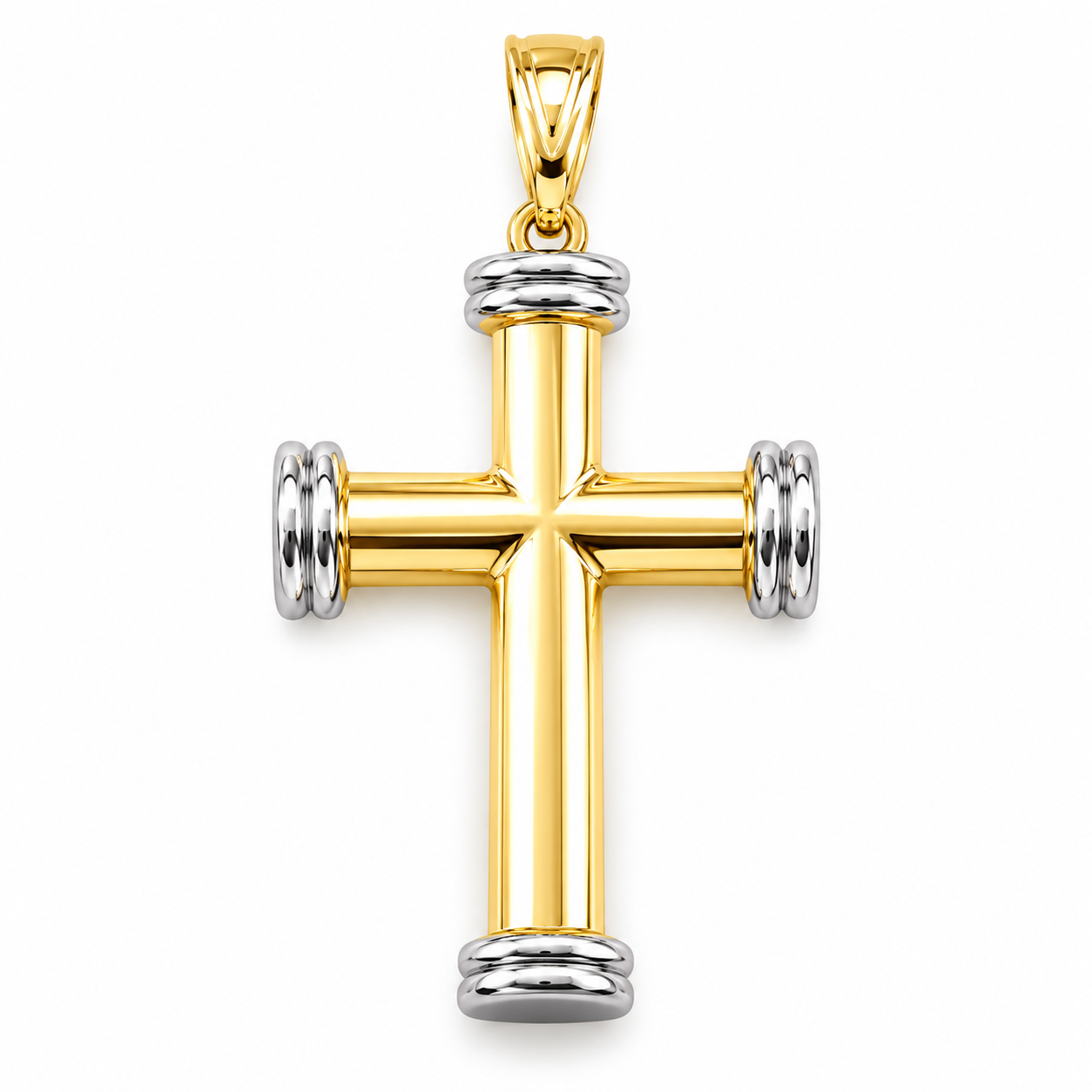 6340099LQ Cruz en oro combinado de 14 kilates