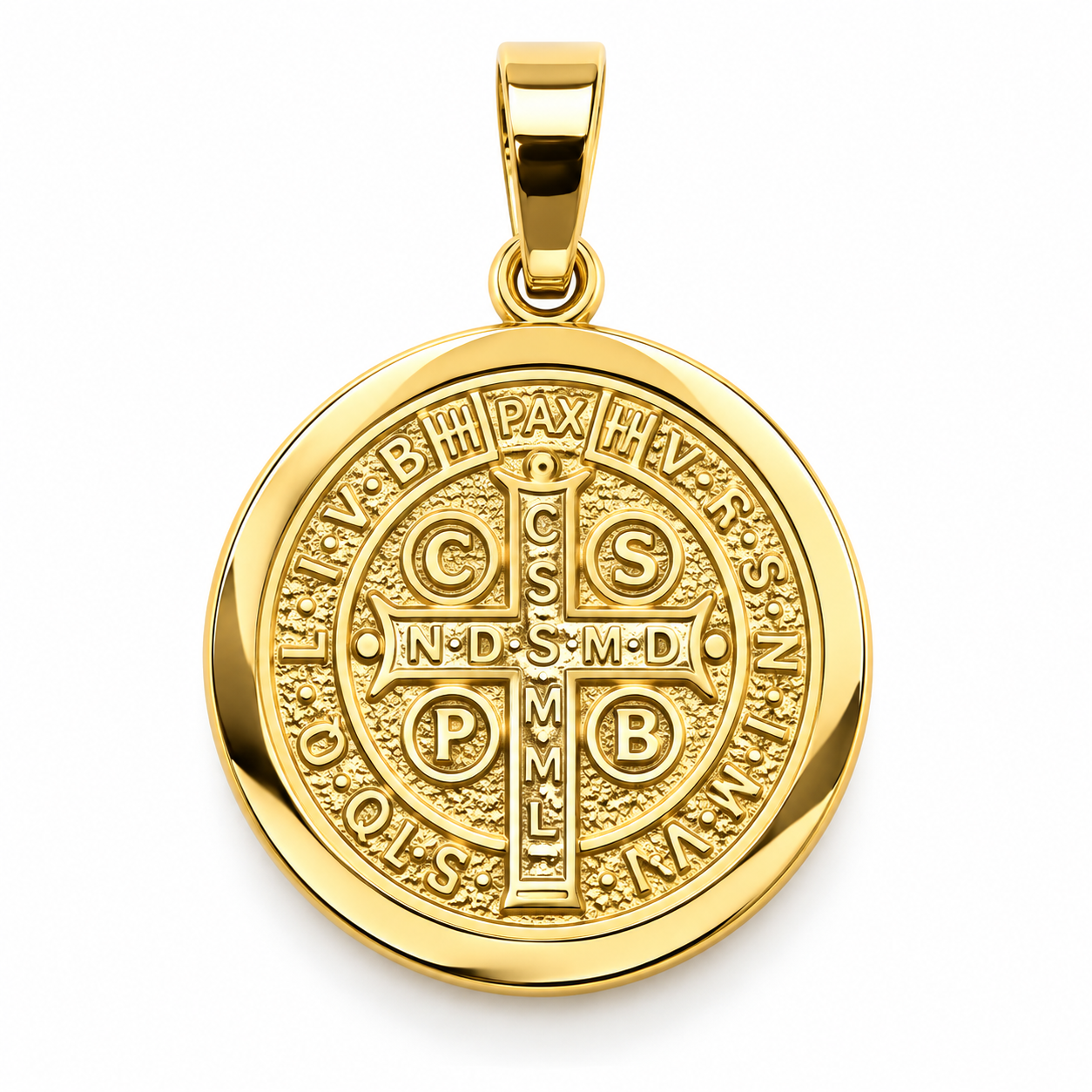 6340104LQ Medalla de San Benito en oro de 14 Kilates.