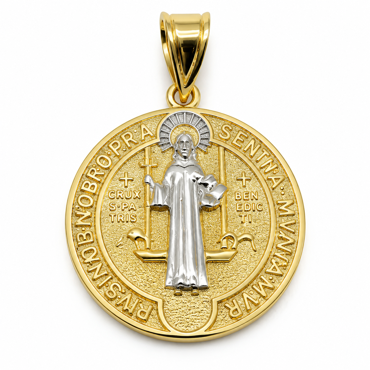 6340106LQ Medalla de San Benito en oro de 14 Kilates