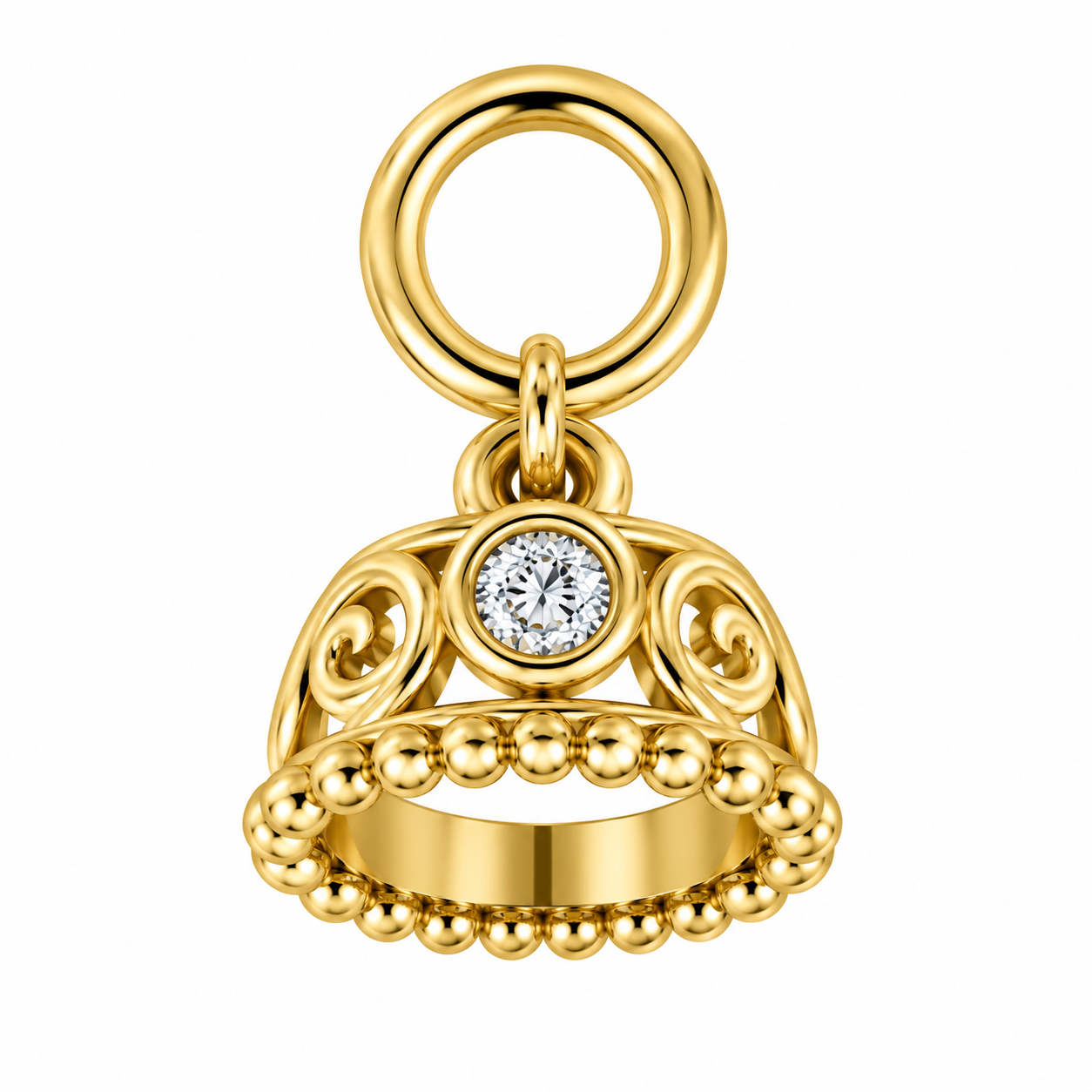 6510001LQ Colgante en oro amarillo de 14 Kilates con forma de corona