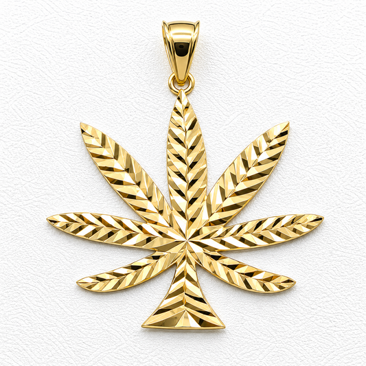 Dije de hoja de marihuana en oro amarillo de 10K | 6510032LQ