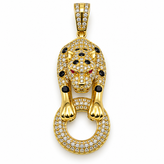 Dije de pantera con aro en oro amarillo de 10K | 6510039LQ