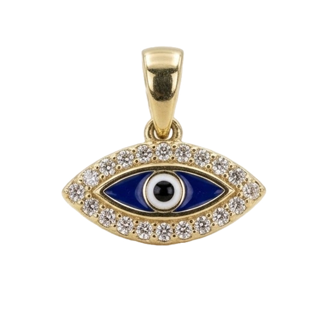 6510091LQ Dije de Ojo Turco en oro amarillo de 10 Kilates con circonias