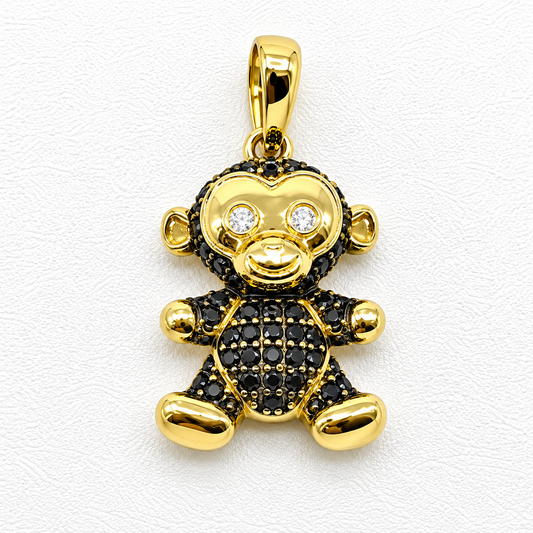 Dije de chango con circonias en oro amarillo de 10K | 6510133LQ