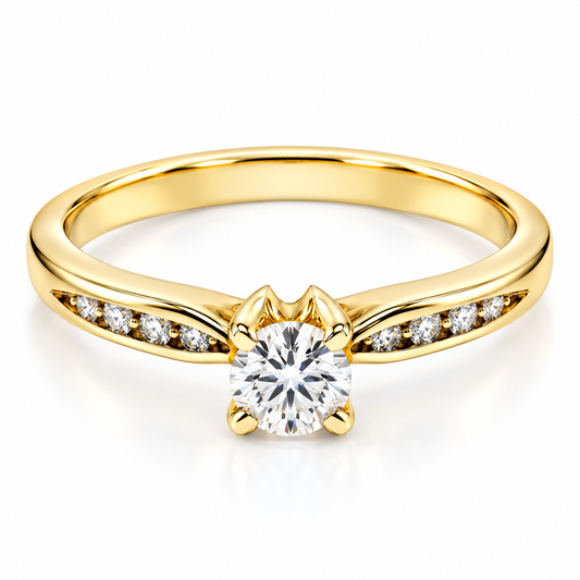 Anillo de Compromiso en oro amarillo de 14 Kilates montado con Diamante natural | 17JC461ALQ