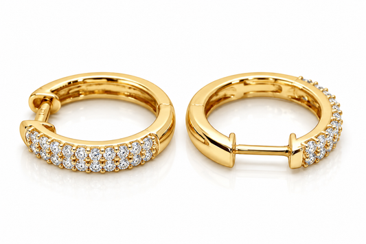 Arracadas anchas con diamantes naturales en oro amarillo de 14K | 30JC259660LQ