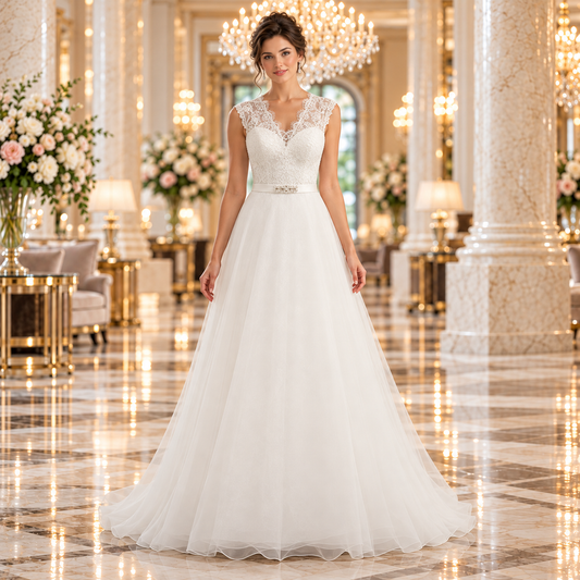 Vestido de novia corte línea A en color Ivory | 51GL1416LQ