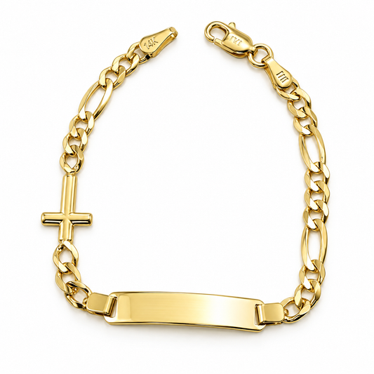 Esclava con placa en oro de 14 Kilates de 15cm con cruz lateral | 6220179LQ