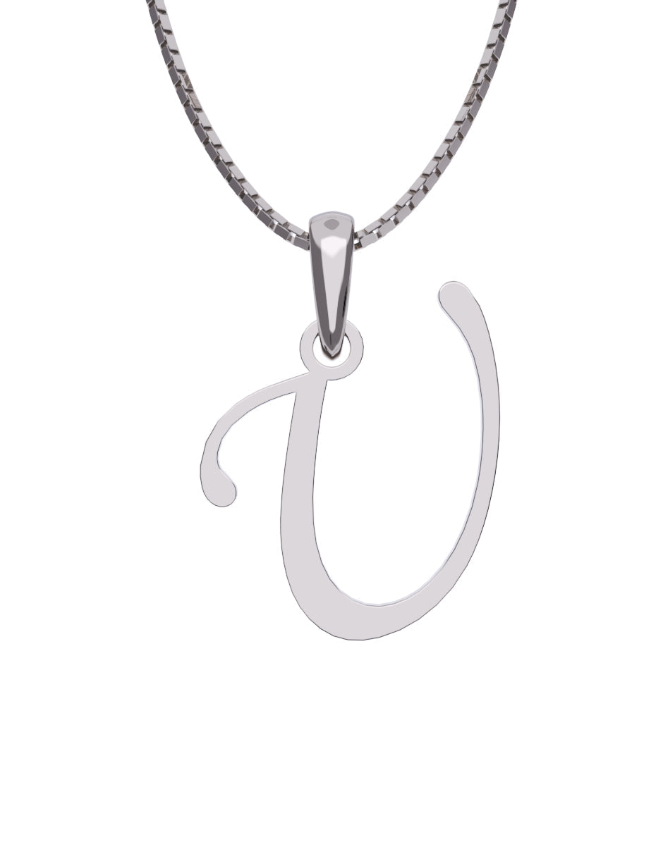 Inicial U en oro blanco de 14K — Fonelli VI343-D