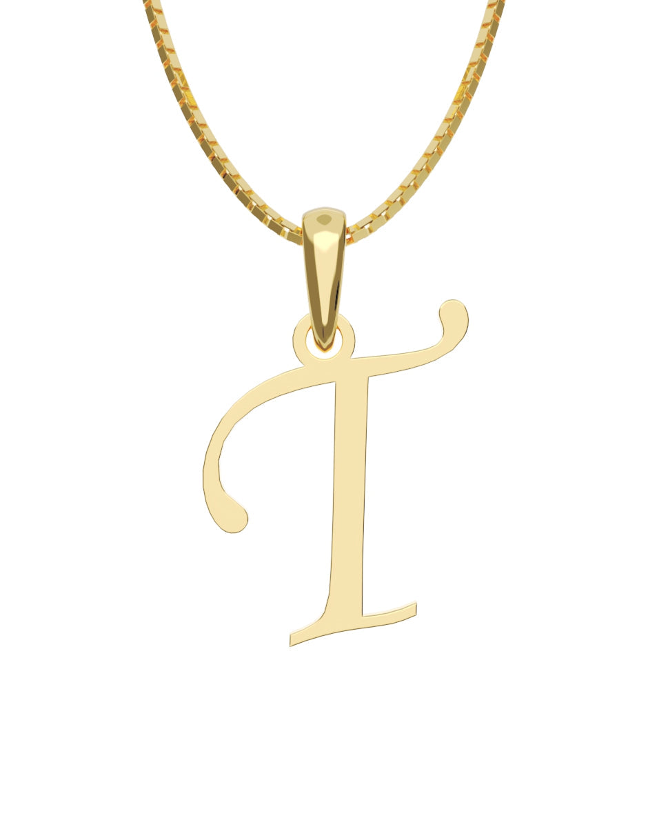 Inicial T en oro amarillo de 14K — Fonelli VI343-D