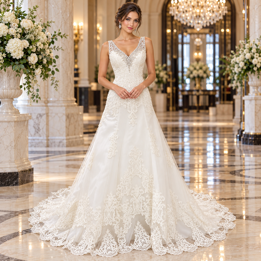 Vestido de novia corte línea A en color Ivory | 51GL2376LQ