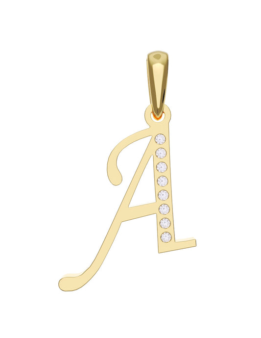 Inicial A con circonias en oro amarillo — Fonelli Z1935