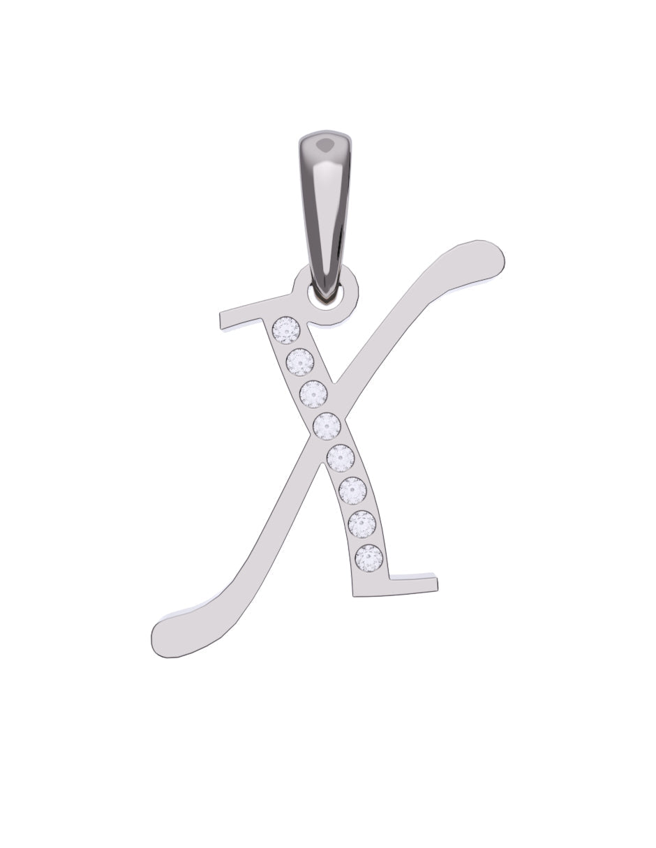 Inicial X con circonias en oro blanco — Fonelli Z1935