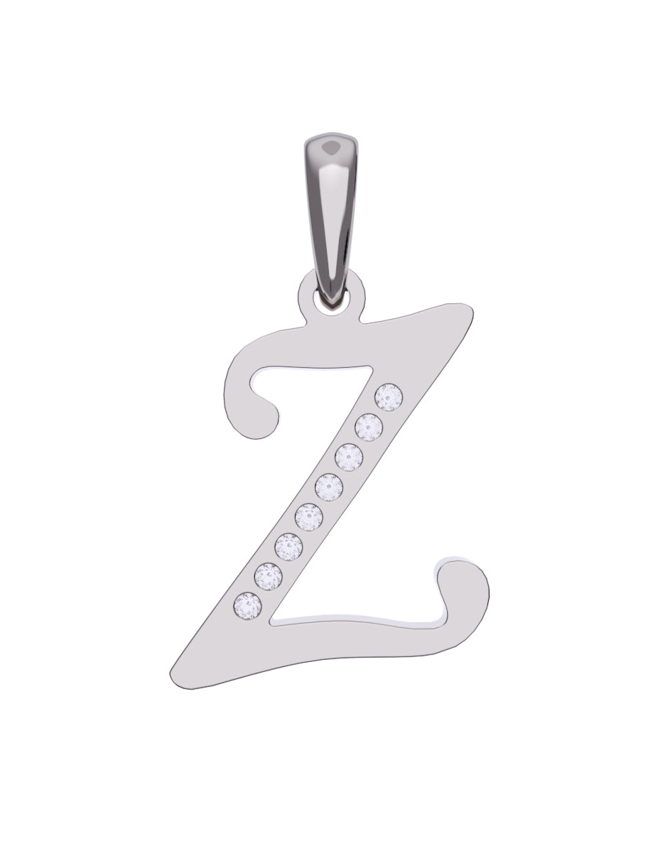 Inicial Z con circonias en oro blanco — Fonelli Z1935