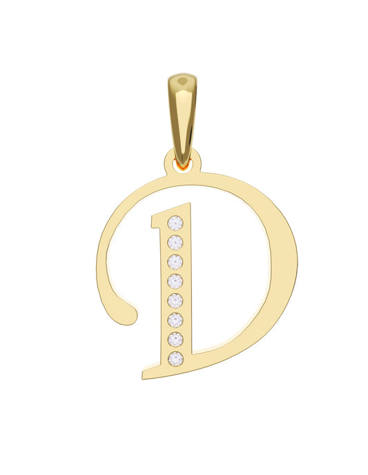 Inicial D con circonias en oro amarillo — Fonelli Z1935