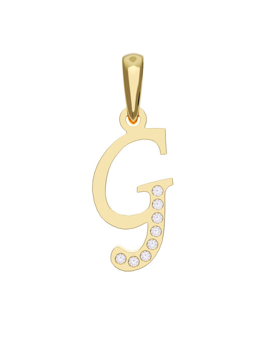 Inicial G con circonias en oro amarillo — Fonelli Z1935