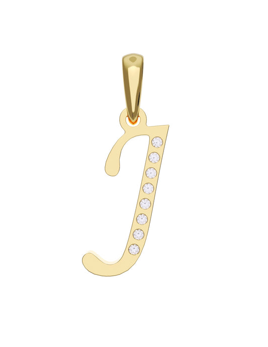 Inicial J con circonias en oro amarillo — Fonelli Z1935