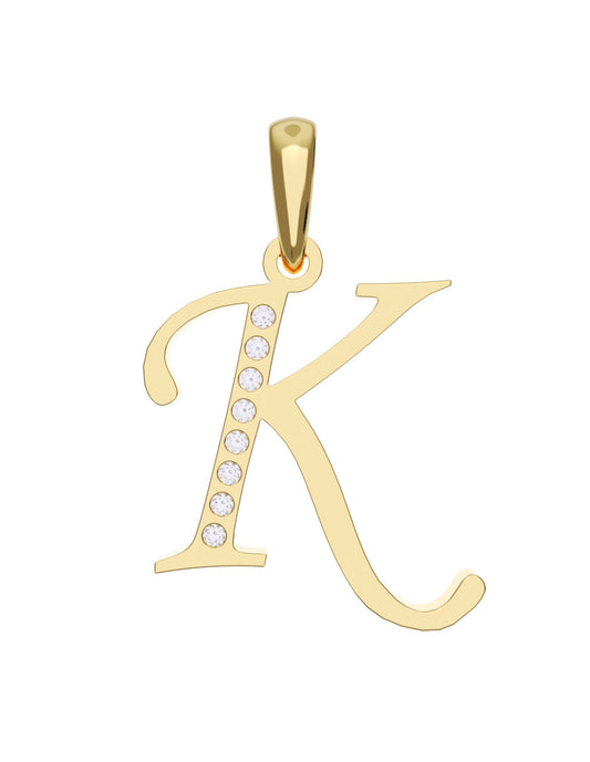 Inicial K con circonias en oro amarillo — Fonelli Z1935