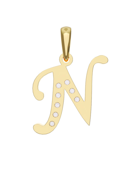 Inicial N con circonias en oro amarillo — Fonelli Z1935