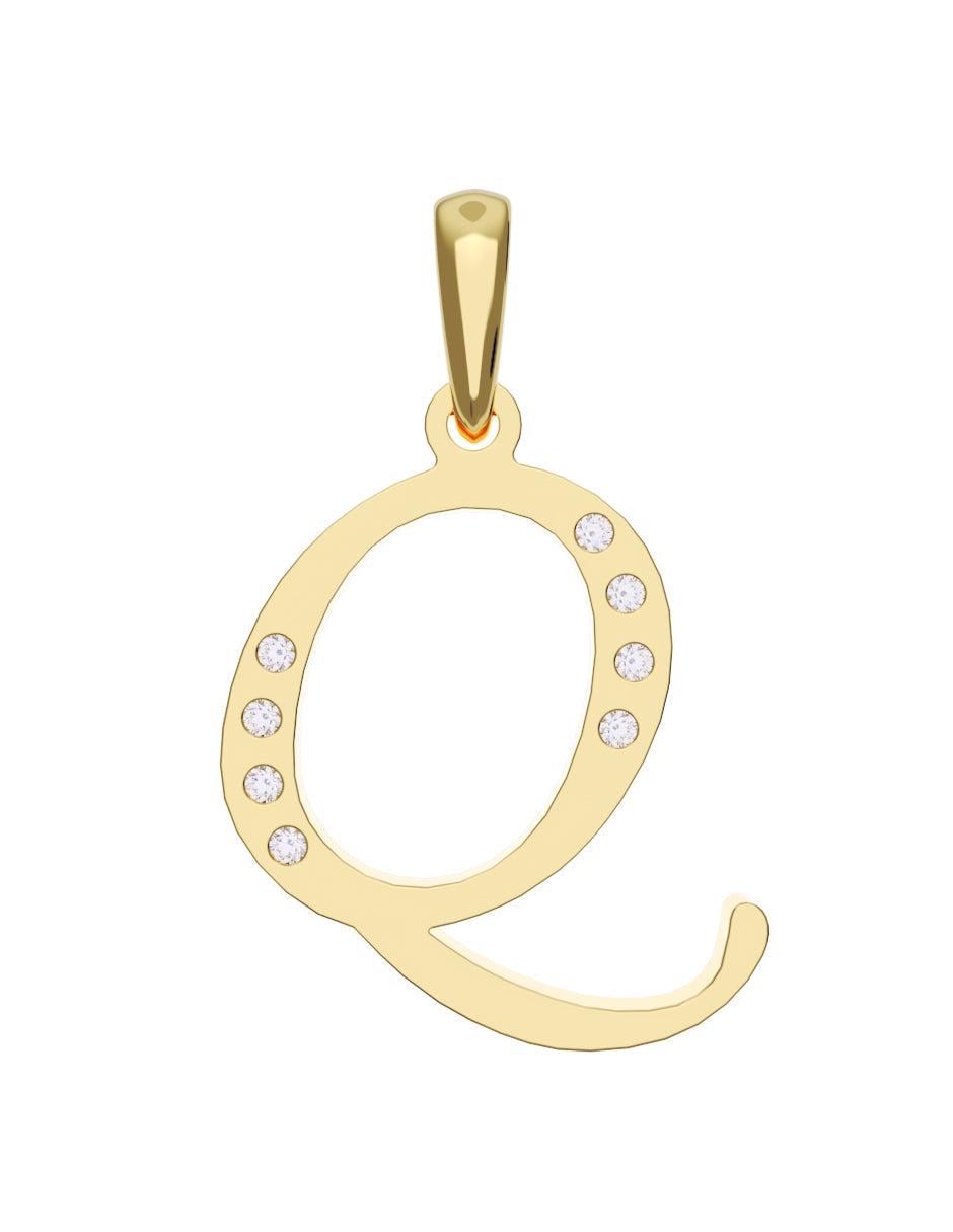 Inicial Q con circonias en oro amarillo — Fonelli Z1935
