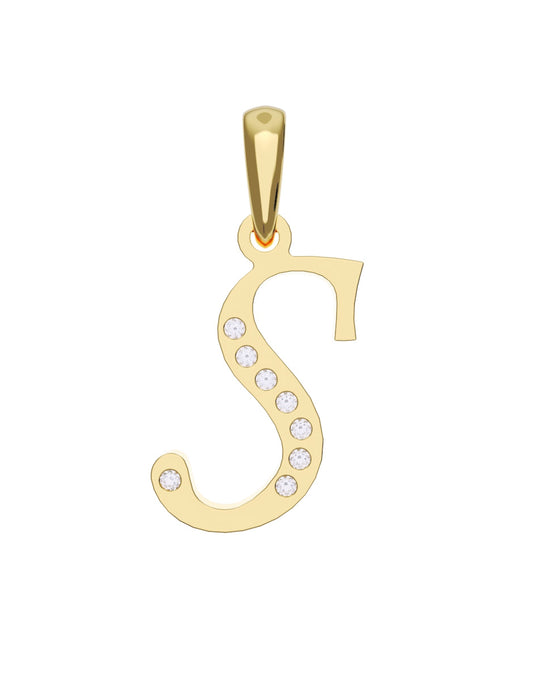 Inicial S con circonias en oro amarillo — Fonelli Z1935