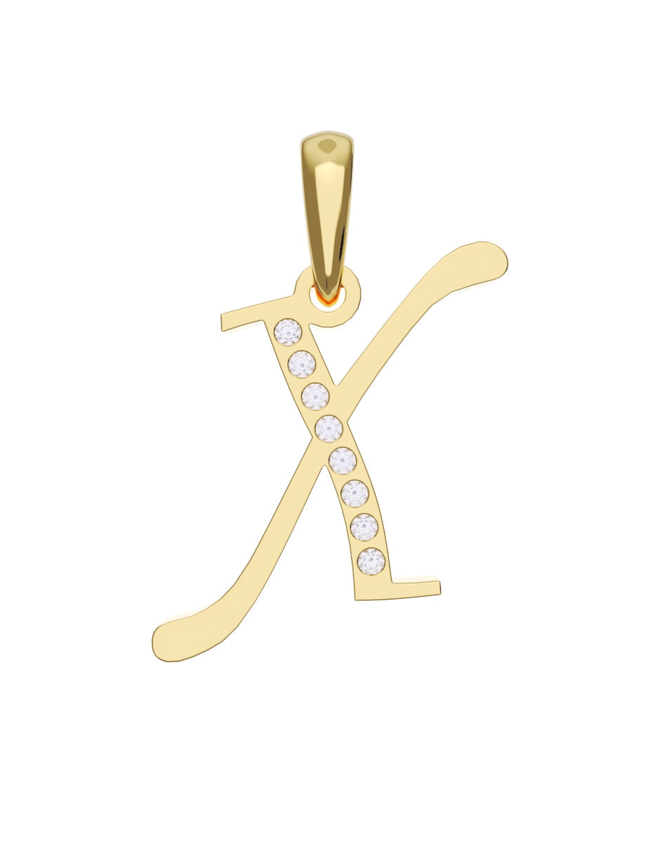 Inicial X con circonias en oro amarillo — Fonelli Z1935