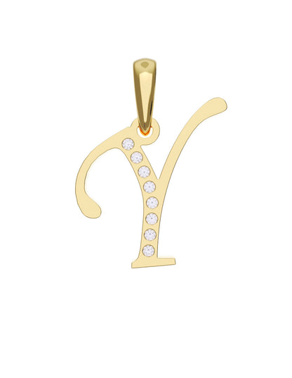 Inicial Y con circonias en oro amarillo — Fonelli Z1935