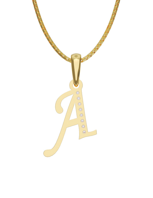 Inicial A con circonias en oro amarillo — Fonelli Z2817