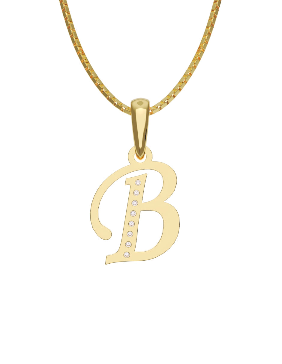 Inicial B con circonias en oro amarillo — Fonelli Z2817