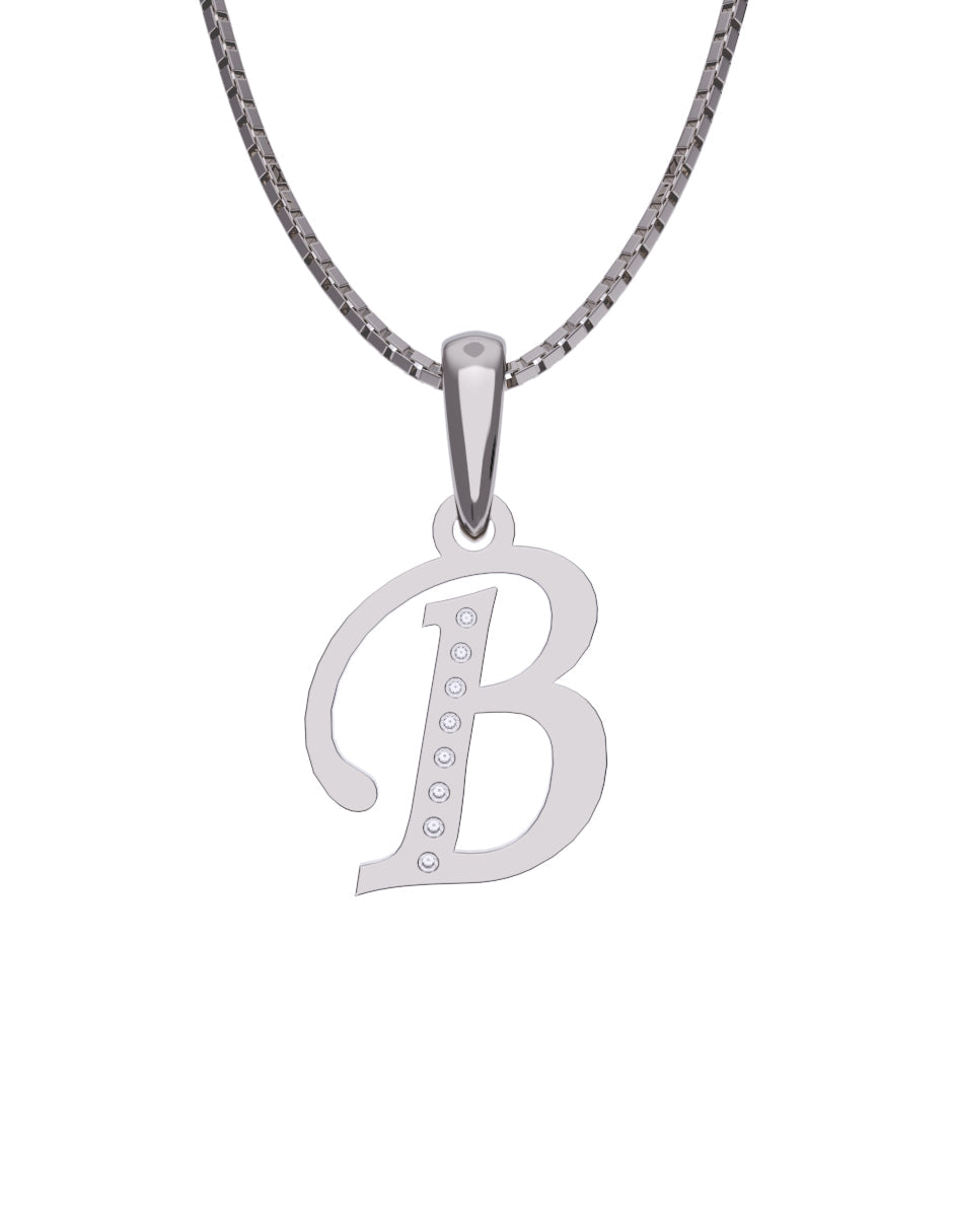 Inicial B con circonias en oro blanco — Fonelli Z2817