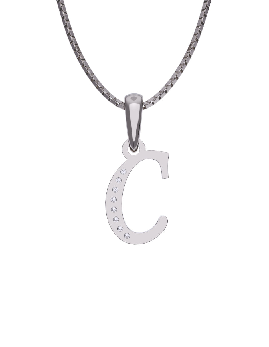 Inicial C con circonias en oro blanco — Fonelli Z2817