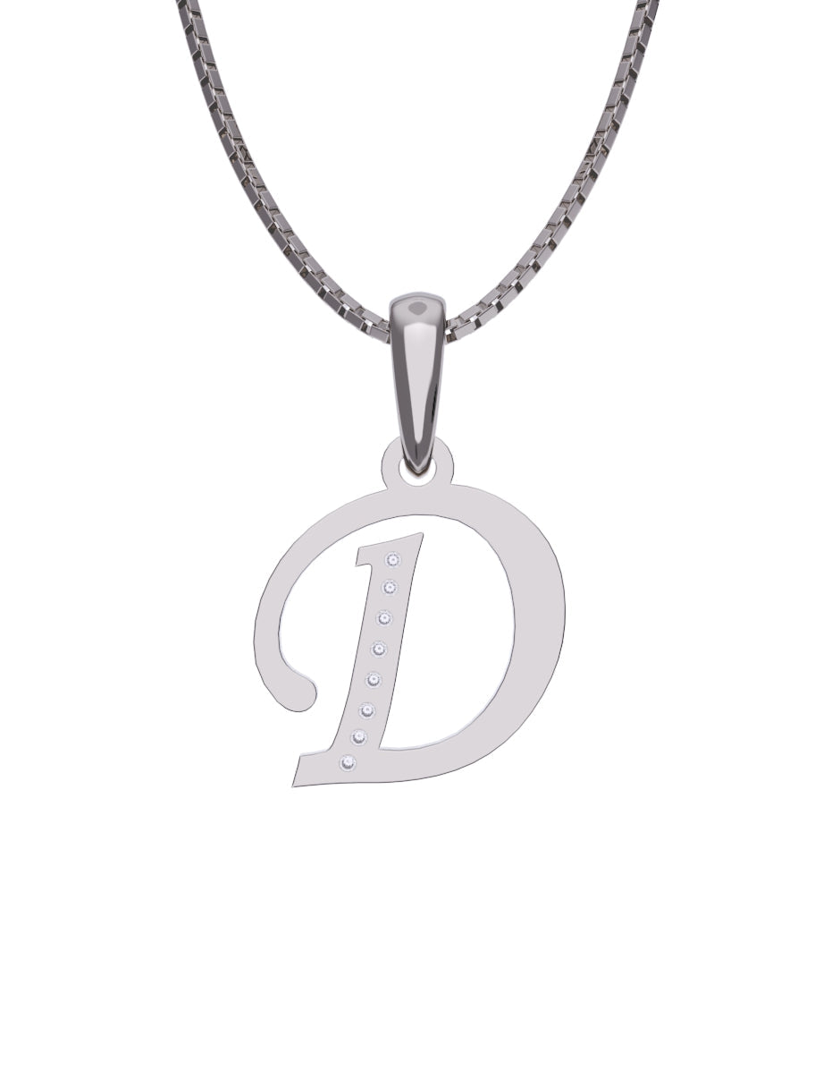 Inicial D con circonias en oro blanco — Fonelli Z2817