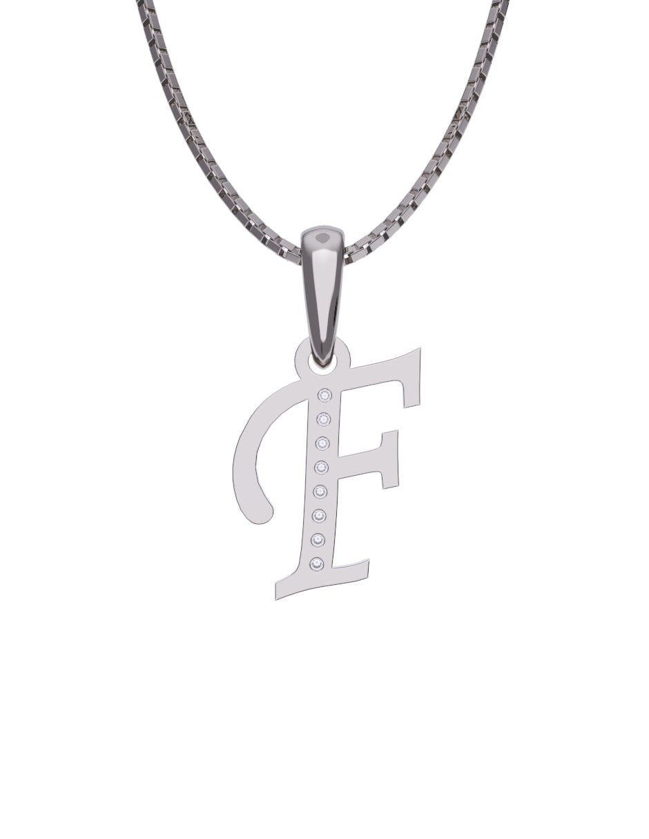 Inicial F con circonias en oro blanco — Fonelli Z2817