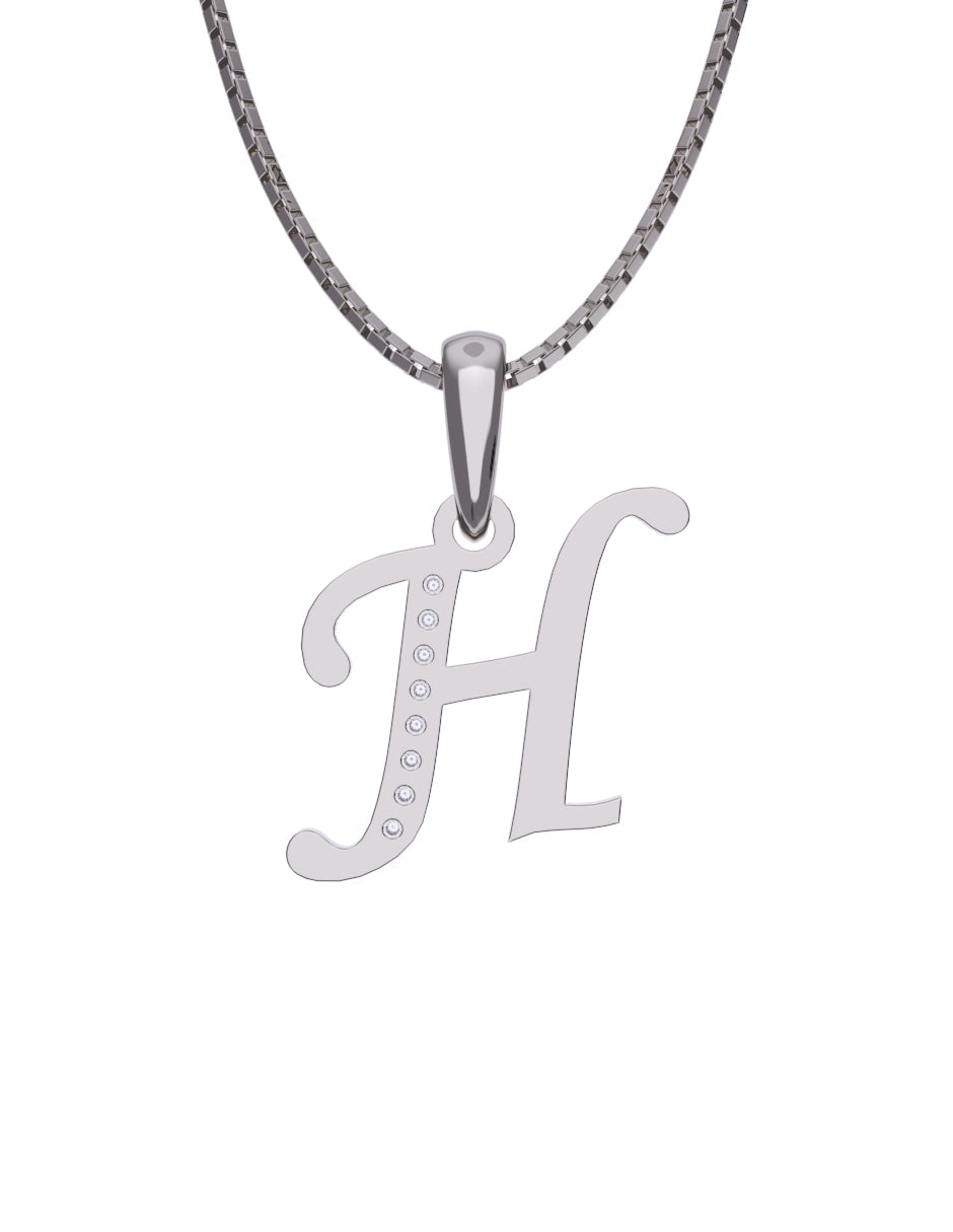 Inicial H con circonias en oro blanco — Fonelli Z2817