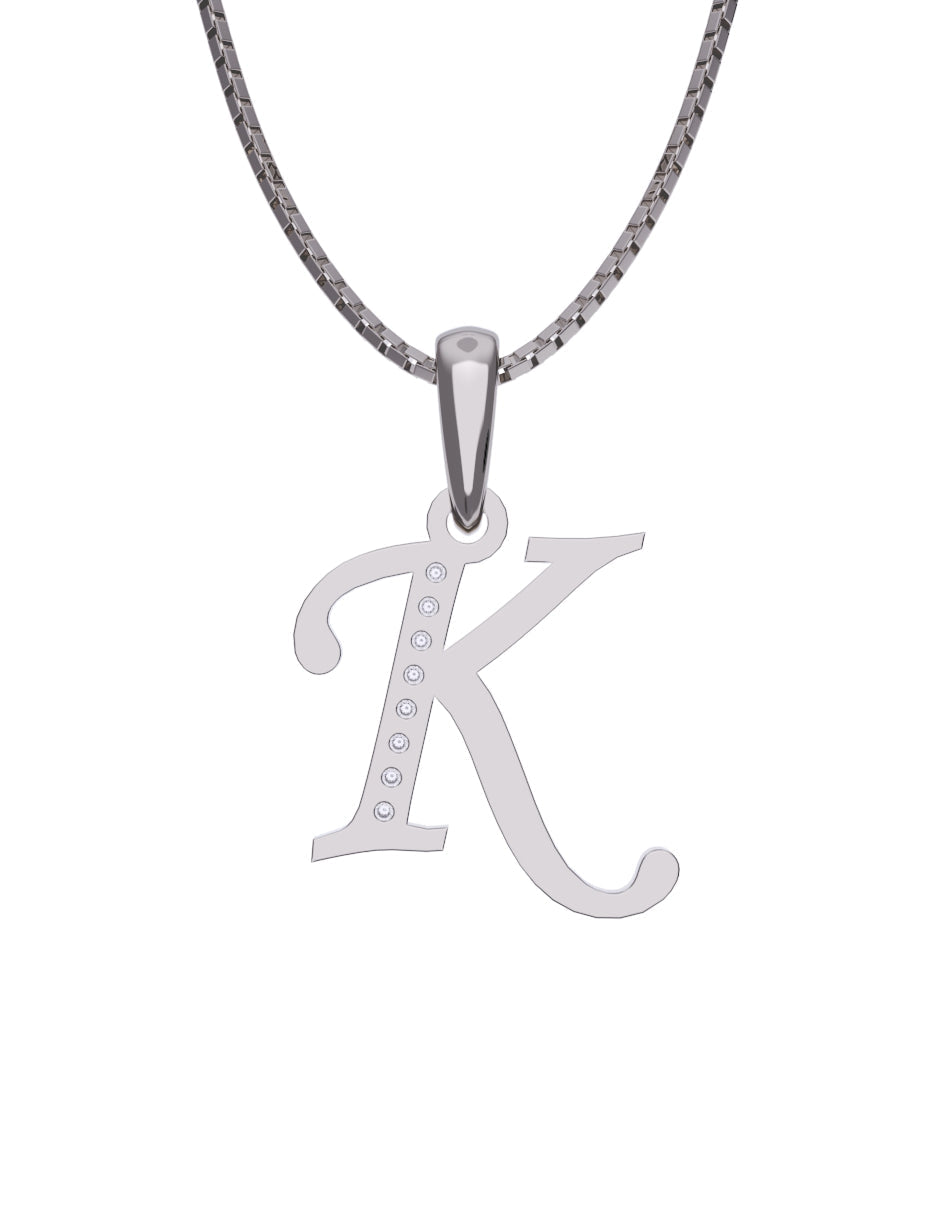 Inicial K con circonias en oro blanco — Fonelli Z2817