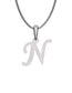 Inicial N con circonias en oro blanco — Fonelli Z2817