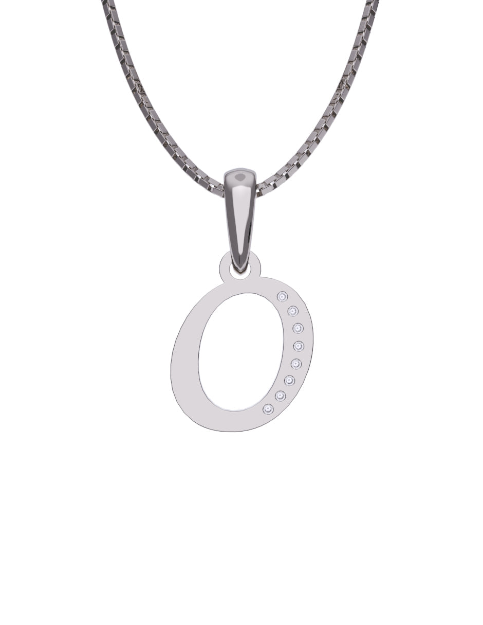 Inicial O con circonias en oro blanco — Fonelli Z2817