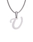 Inicial U con circonias en oro blanco — Fonelli Z2817