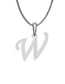 Inicial W con circonias en oro blanco — Fonelli Z2817