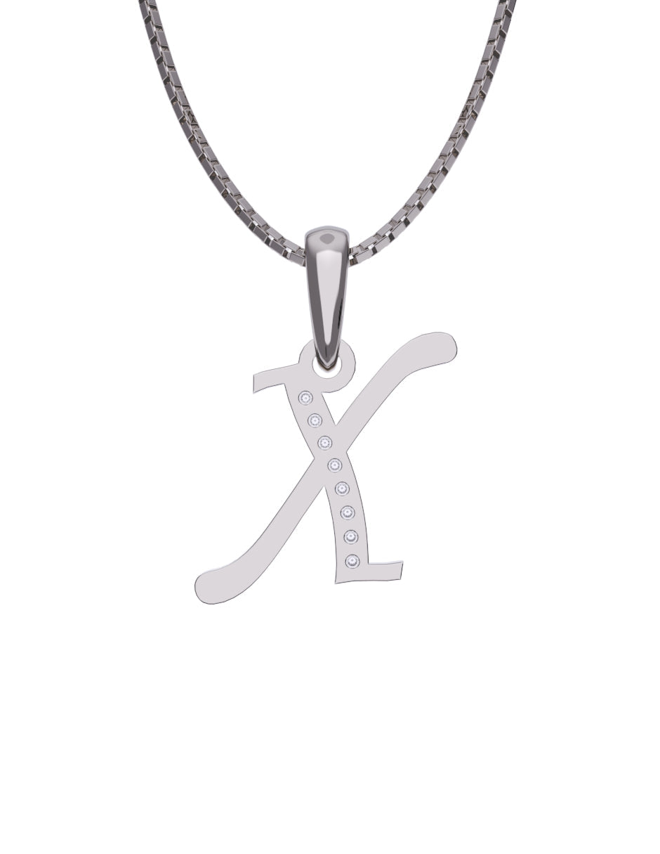Inicial X con circonias en oro blanco — Fonelli Z2817