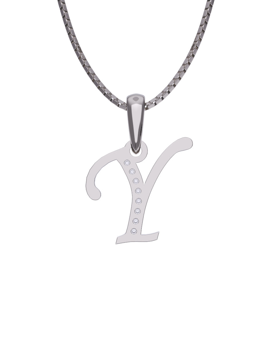 Inicial Y con circonias en oro blanco — Fonelli Z2817
