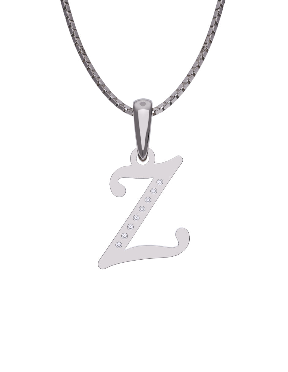 Inicial Z con circonias en oro blanco — Fonelli Z2817